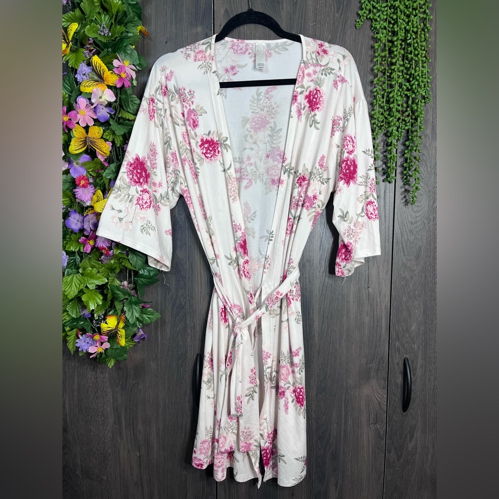 ||🌼3/$30🌼Flora Brand 3/4 Sleeve Floral Printed Robe/Kimono Size Medium